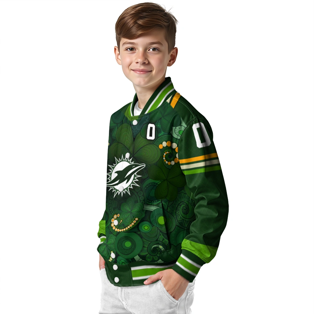 custom miami dolphins shamrock vortex green varsity jacket trendy custom miami dolphins shamrock vortex green varsity jacket trendy