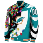 custom miami dolphins stars and stripes slashes aqua varsity jacket best selling