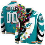 custom miami dolphins stars and stripes slashes aqua varsity jacket best selling