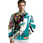 custom miami dolphins stars and stripes slashes aqua varsity jacket best selling