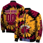 custom miami heat burst splatter red bomber jacket best selling