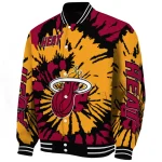 custom miami heat burst splatter red varsity jacket best selling