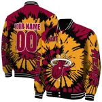 custom miami heat burst splatter red varsity jacket best selling