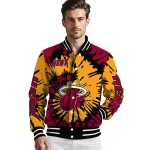 custom miami heat burst splatter red varsity jacket best selling