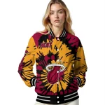 custom miami heat burst splatter red varsity jacket best selling