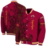 custom miami heat tribal deer art red varsity jacket best selling