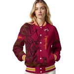 custom miami heat tribal deer art red varsity jacket best selling