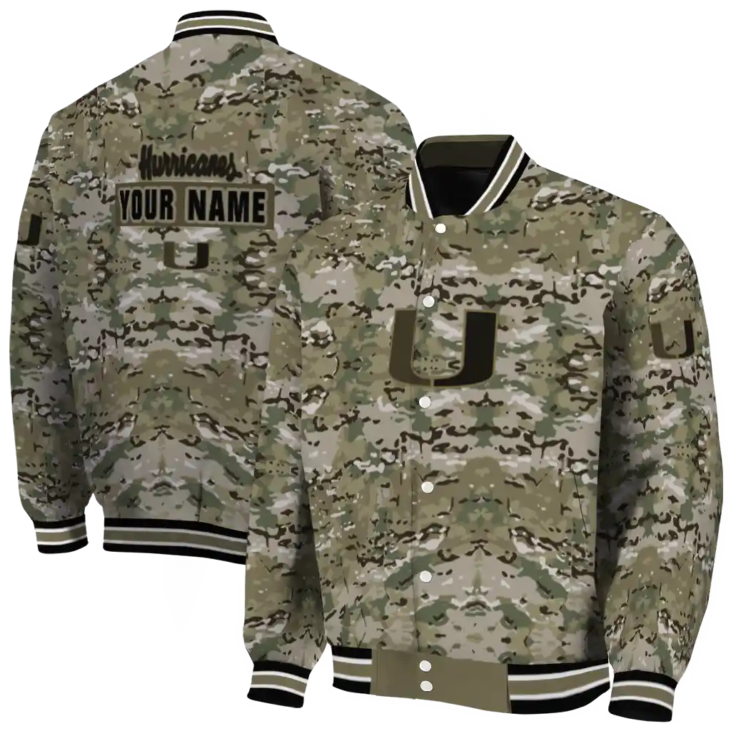 custom miami hurricanes camouflage abstract camouflage varsity jacket fashion forward custom miami hurricanes camouflage abstract camouflage varsity jacket fashion forward