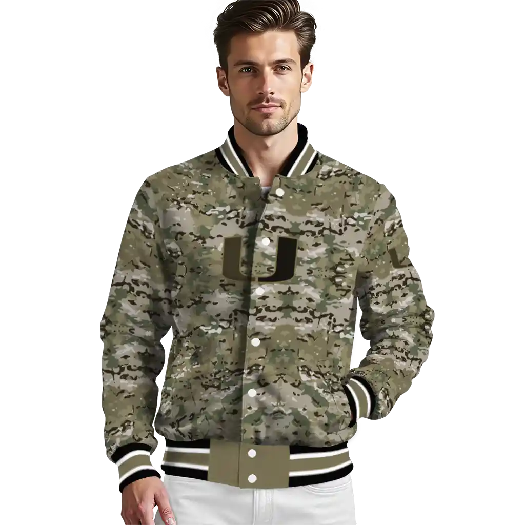 custom miami hurricanes camouflage abstract camouflage varsity jacket high quality custom miami hurricanes camouflage abstract camouflage varsity jacket high quality