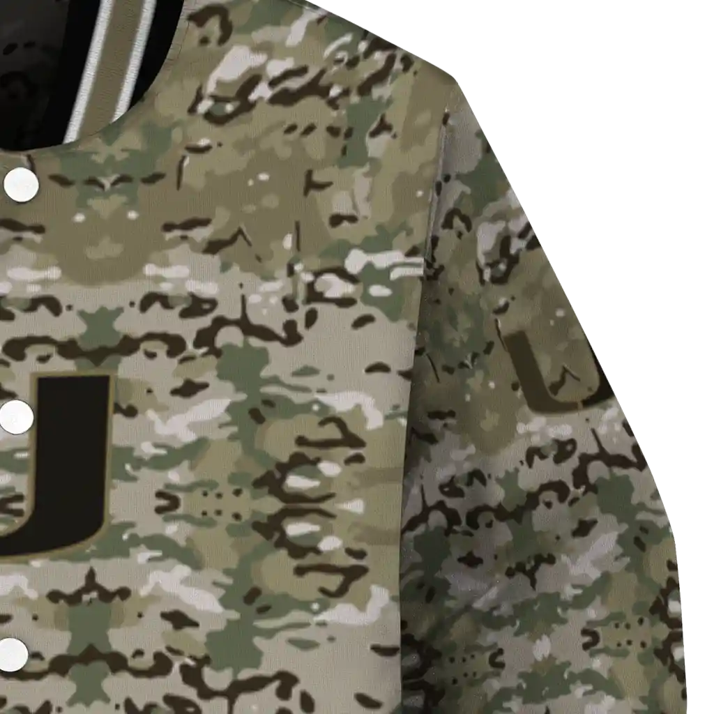 custom miami hurricanes camouflage abstract camouflage varsity jacket premium grade custom miami hurricanes camouflage abstract camouflage varsity jacket premium grade