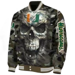 custom miami hurricanes camouflage skull camouflage varsity jacket best selling
