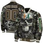custom miami hurricanes camouflage skull camouflage varsity jacket best selling
