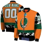 custom miami hurricanes circle skull orange black bomber jacket best selling
