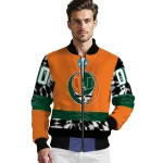 custom miami hurricanes circle skull orange black bomber jacket best selling