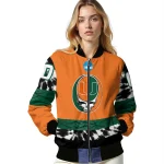 custom miami hurricanes circle skull orange black bomber jacket best selling