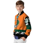 custom miami hurricanes circle skull orange black bomber jacket best selling