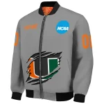 custom miami hurricanes feral slash grey bomber jacket best selling