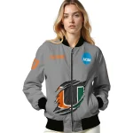 custom miami hurricanes feral slash grey bomber jacket best selling