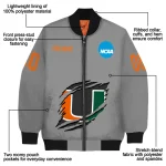 custom miami hurricanes feral slash grey bomber jacket best selling