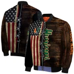 custom miami hurricanes flag wood brown bomber jacket best selling