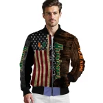 custom miami hurricanes flag wood brown bomber jacket best selling