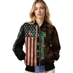 custom miami hurricanes flag wood brown bomber jacket best selling