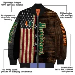 custom miami hurricanes flag wood brown bomber jacket best selling