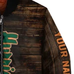 custom miami hurricanes flag wood brown bomber jacket best selling