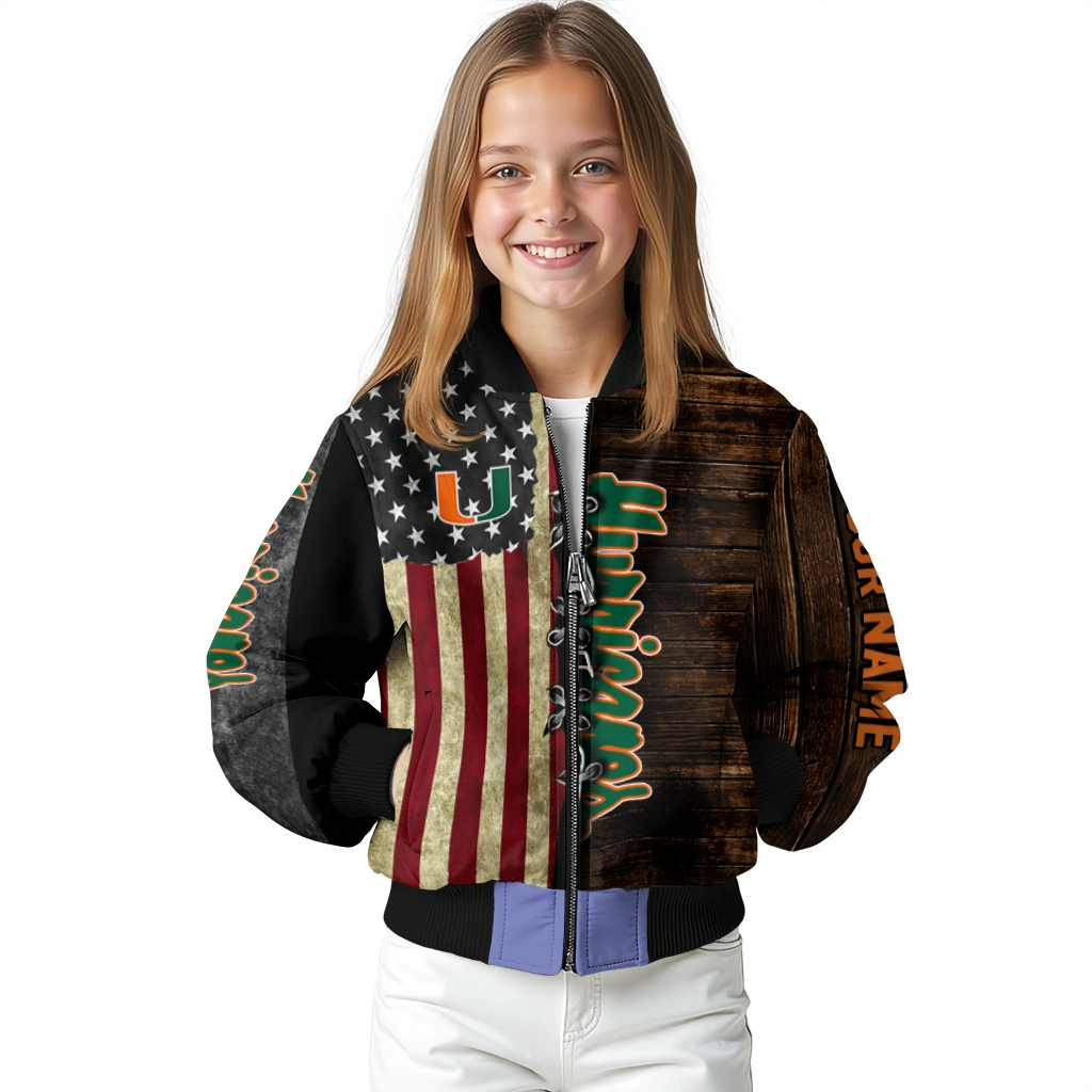 custom miami hurricanes flag wood brown bomber jacket top rated custom miami hurricanes flag wood brown bomber jacket top rated
