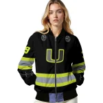 custom miami hurricanes heartbeat accent black green bomber jacket best selling