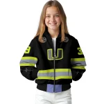 custom miami hurricanes heartbeat accent black green bomber jacket best selling