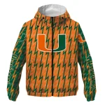 custom miami hurricanes lightning strike grid orange windbreaker jacket best selling