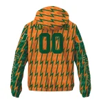custom miami hurricanes lightning strike grid orange windbreaker jacket best selling