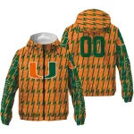 custom miami hurricanes lightning strike grid orange windbreaker jacket best selling