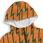 custom miami hurricanes lightning strike grid orange windbreaker jacket best selling