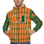 custom miami hurricanes lightning strike grid orange windbreaker jacket best selling