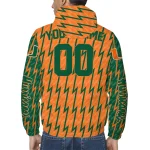 custom miami hurricanes lightning strike grid orange windbreaker jacket best selling