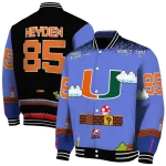 custom miami hurricanes mario blocks blue black varsity jacket best selling