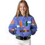 custom miami hurricanes mario blocks blue black varsity jacket best selling