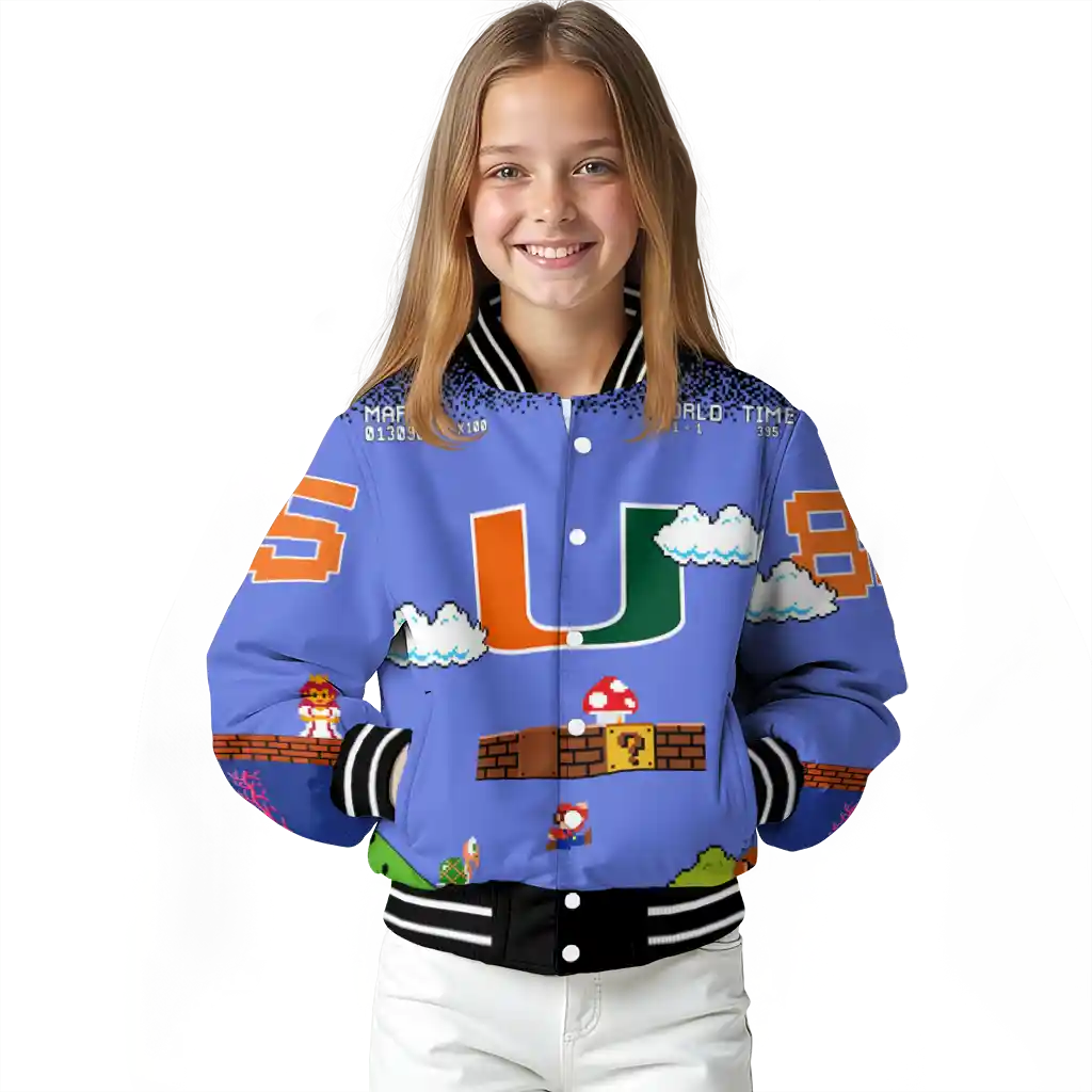 custom miami hurricanes mario blocks blue black varsity jacket top rated custom miami hurricanes mario blocks blue black varsity jacket top rated