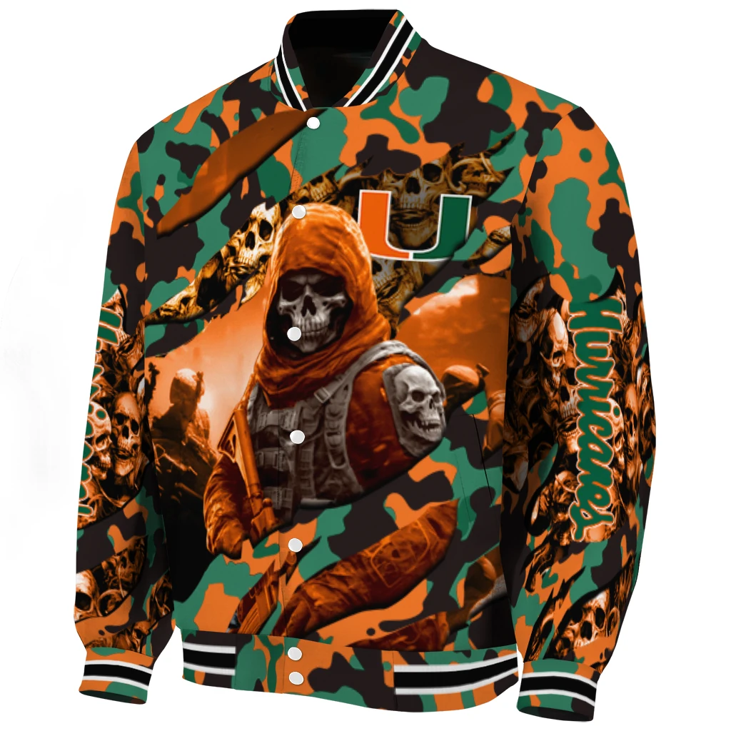 custom miami hurricanes skull horde orange varsity jacket best selling custom miami hurricanes skull horde orange varsity jacket best selling