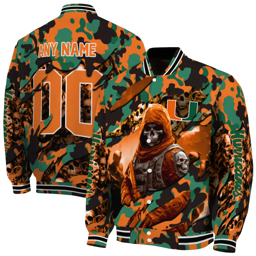 custom miami hurricanes skull horde orange varsity jacket fashion forward custom miami hurricanes skull horde orange varsity jacket fashion forward