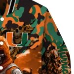 custom miami hurricanes skull horde orange varsity jacket best selling