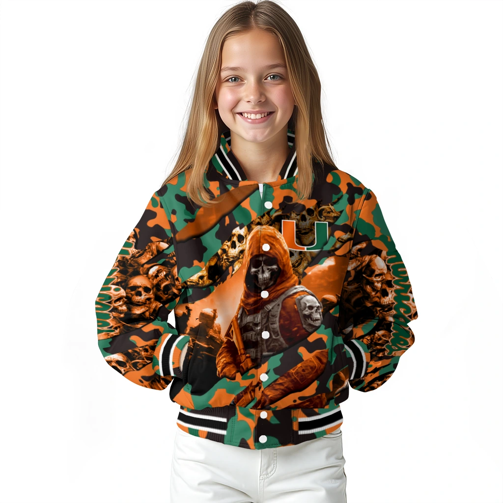 custom miami hurricanes skull horde orange varsity jacket top rated custom miami hurricanes skull horde orange varsity jacket top rated
