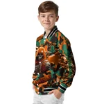 custom miami hurricanes skull horde orange varsity jacket best selling