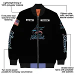 custom miami marlins american flag skull black bomber jacket best selling