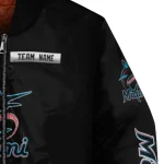 custom miami marlins american flag skull black bomber jacket best selling