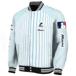 custom miami marlins athlete pinstripes white varsity jacket best selling