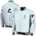 custom miami marlins athlete pinstripes white varsity jacket best selling