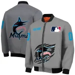 custom miami marlins claw rend grey bomber jacket best selling
